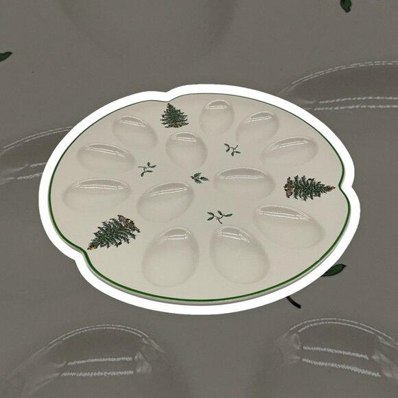 Spode Christmas Tree Devilled Egg Platter/Plate Christmas Serveware, Holiday - Picture 4 of 15
